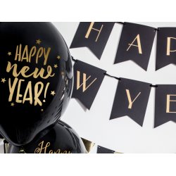 Ballon - Happy New Year, Pastel Black - 30cm