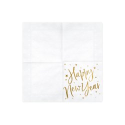Servietter - Happy New Year, white,33x33cm - 20 stk