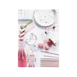 Paptallerkner - Unicorn - Stars, 18 cm - 6 stk. 