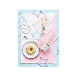 Paptallerkner - Unicorn - Stars, 18 cm - 6 stk. 