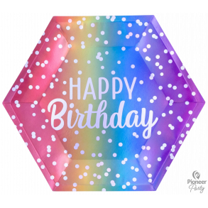 Paptallerkner - Rainbow Ombr - 23 cm - 8 stk.